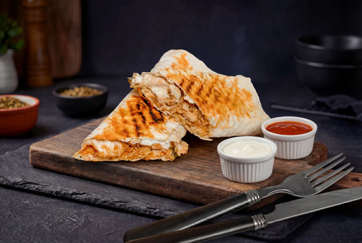 Fresh chicken wrap with vegetables